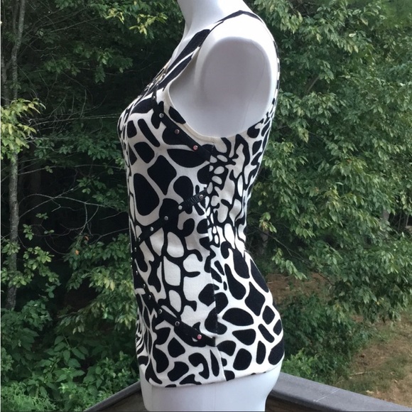 Boston Proper black and white spotted studded tank size S - Picture 5 of 6